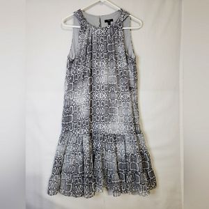 J.B.S Casual Snakeskin Print Dress Lined Ruffle Tiered Hem Size 12